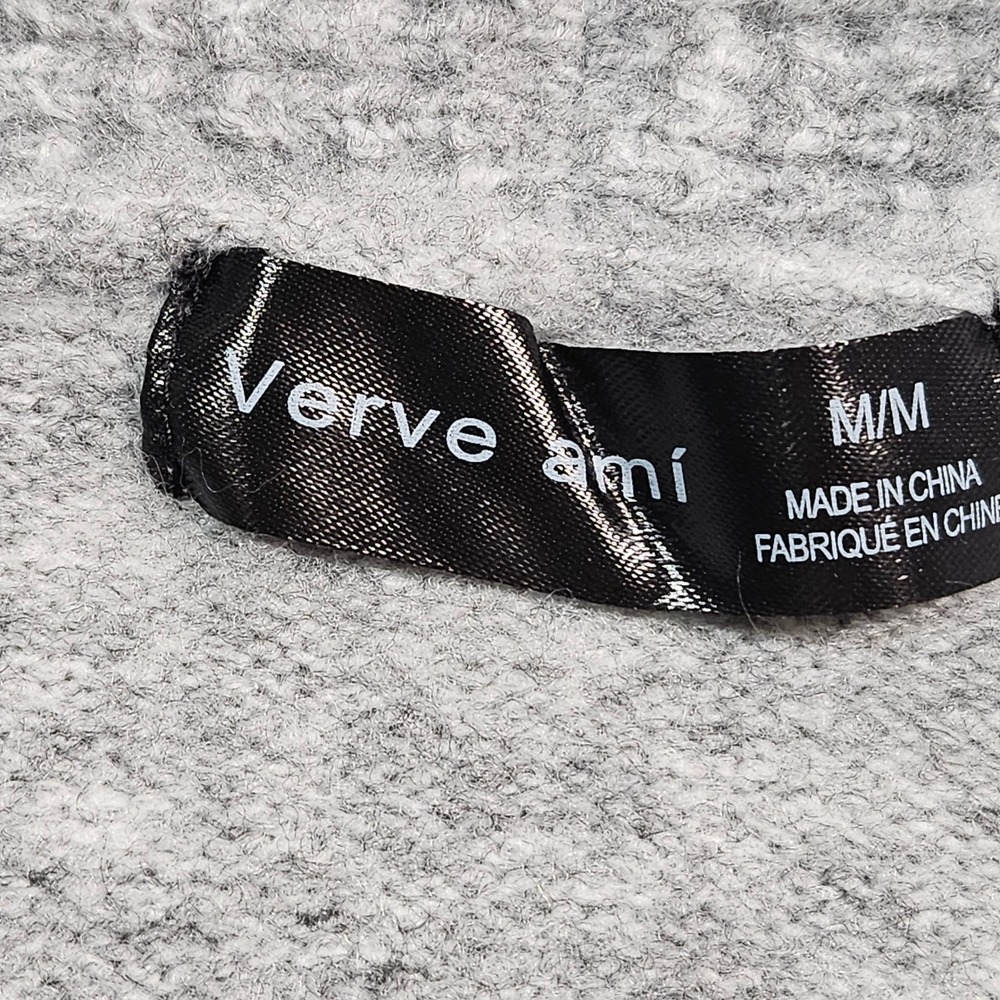 Verve Ami Gray Waffle Knit Shawl Collar Open Front Cardigan Sweater Womans M - Picture 6 of 11